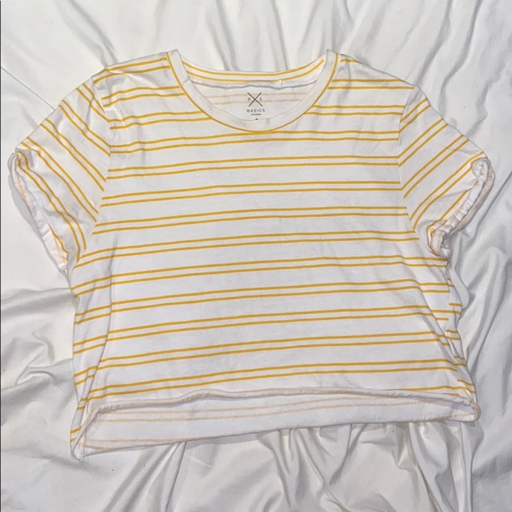 PacSun cropped yellow striped shirt
